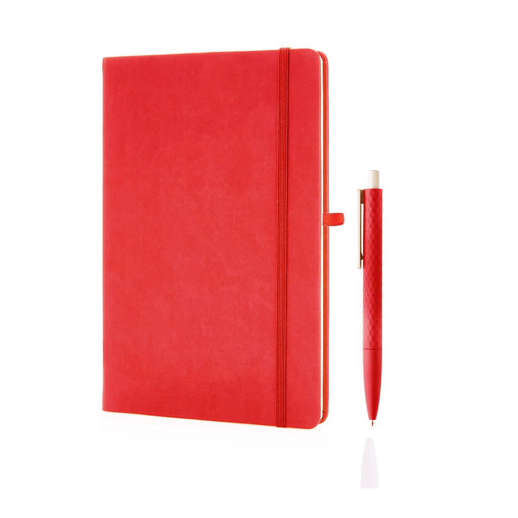 Notebook with pen.