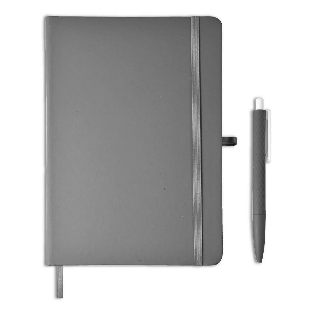 Notebook with pen.